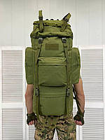 Тактическая рюкзак каркасный 100л олива, армейский большой рюкзак рамный