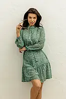 Сукня зелена літо шифонова прямого крою пишна юбка під пояс