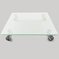 Підставки білі для квітів 350х350 мм зі скла підлогові на коліщатках COMMUS ULTRA VI Kv35 C8-10rez - сатін