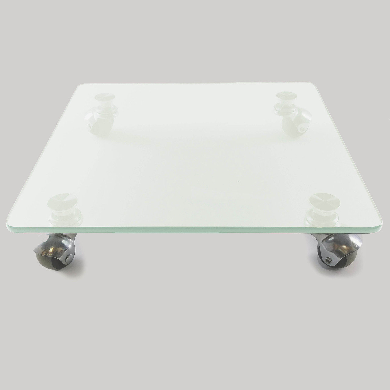 Підставки білі для квітів 350х350 мм зі скла підлогові на коліщатках COMMUS ULTRA VI Kv35 C8-10rez - сатін, фото 1