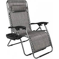 Раскладное садовое кресло лежак шезлонг Bonro СПА-167A серый цвет