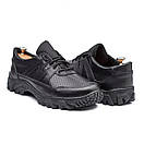 Тактичні літні кросівки з перфорованої гладкої шкіри Арт-304М чорні, фото 2