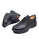 Тактичні літні кросівки з перфорованої гладкої шкіри Арт-304М чорні, фото 5