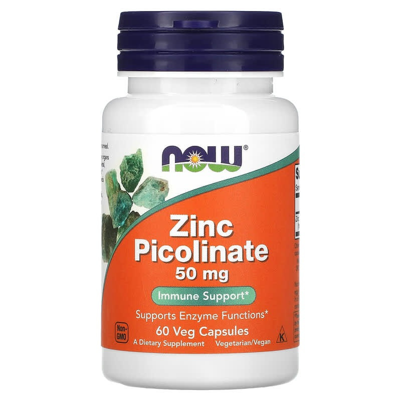 Цинк піколінат 50 мг Now Foods Zinc Picolinate підтримка імунітету 60 рослинних капсул