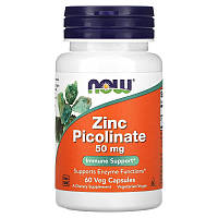 Цинк піколінат 50 мг Now Foods Zinc Picolinate підтримка імунітету 60 рослинних капсул