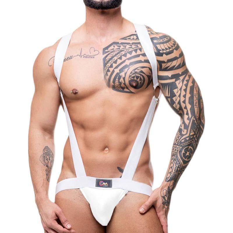 Чоловіча еластична нижня білизна Mankini з відкритою спиною (Розміри XL-XXL), Білий