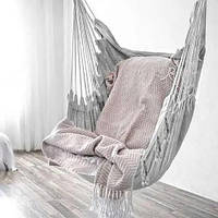 Бразильський гамак крісло Gardlov сірий, Гамак підвісний тканинний, Гамак-гойдалка садовий для відпочинку, дачі, природи, вулиці