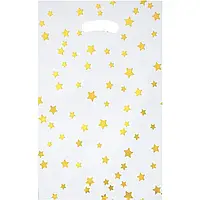 Пакети для подарунків зірочкиі на білому 17х25 см, 10шт