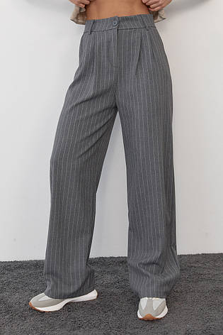 Жіночі штани в смужку — сірий колір, L (є розміри), фото 2