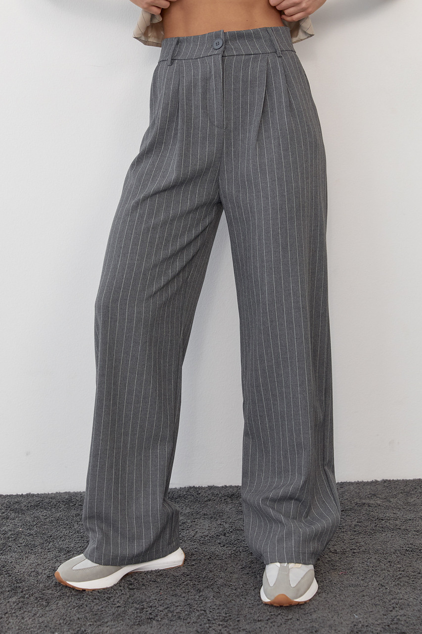 Жіночі штани в смужку — сірий колір, L (є розміри)