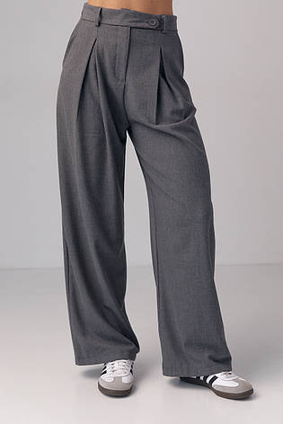 Жіночі класичні штани зі складками — сірий колір, M (є розміри), фото 2