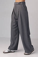 Жіночі класичні штани зі складками — сірий колір, M (є розміри), фото 3