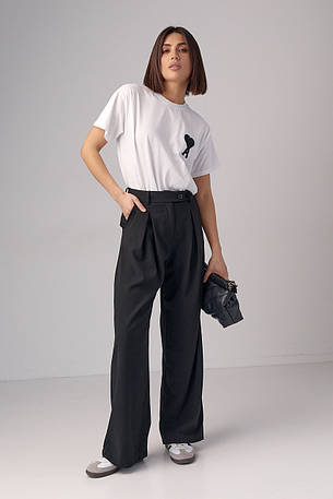 Жіночі класичні штани зі складками — чорний колір, M (є розміри), фото 2