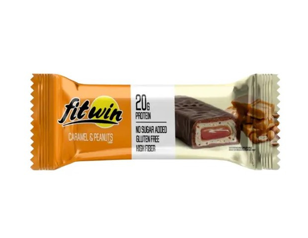 Протеїновий батончик КАРАМЕЛЬ І АРАХІС з начинкою БЕЗ ЦУКРУ CARAMEL&PEANUTS 60 г 33% FitWin