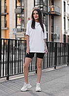 Женская футболка Staff li white oversize белая однотонная оверсайз футболка для девушки стаф Adwear Жіноча