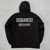 Вітровка жіноча Dsquared2 демісезонна спортивна куртка весна осінь з капюшоном чорна