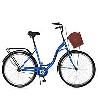 Велосипед городской с стальной рамой Profi MTB2804-K с корзинкой и багажником