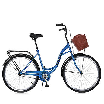 Велосипед міський зі сталевою рамою Profi MTB2804-K з кошиком і багажником