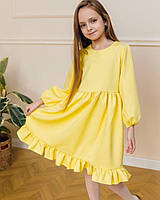 Сукня ошатна дитяча з креп костюмної тканини жовта розмір 110-158 см