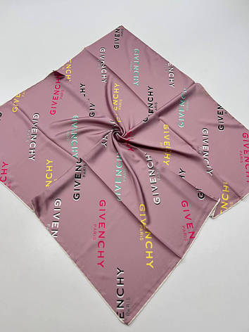 Шовкова брендова хустка Givenchy 90*90 см ручна обробка краю, фото 1