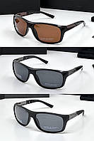 Мужские брендовые солнцезащитные очки POLARIZED в стильной оправе, Черные/Коричневые