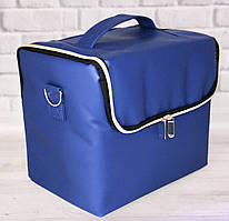 Сумка кейс б'юті зі шкірозамінника для майстрів синій на змійці