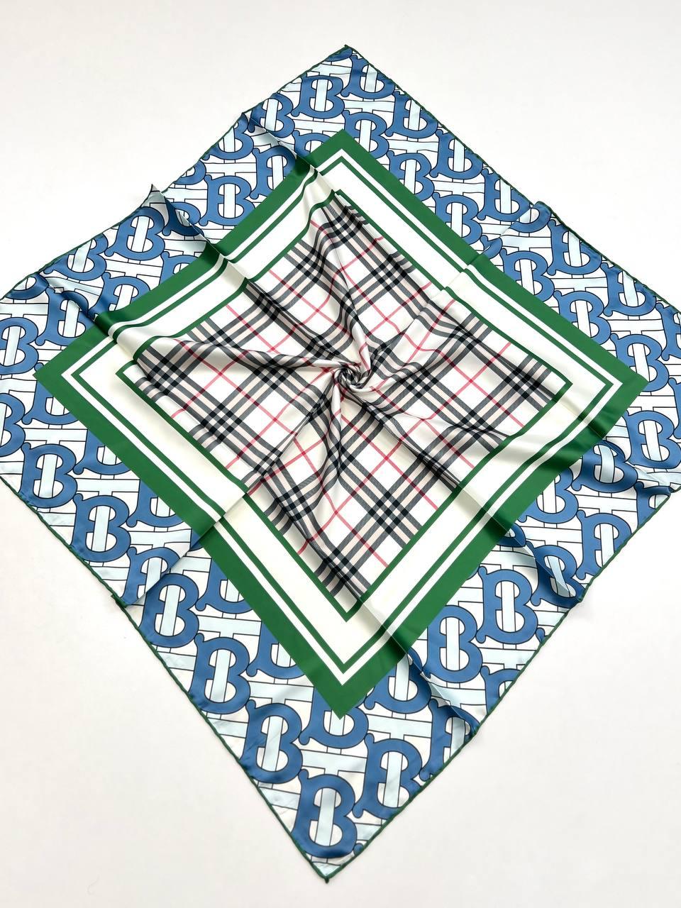 Шовкова брендова хустка Burberry 90*90 см ручна обробка краю
