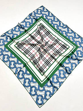 Шовкова брендова хустка Burberry 90*90 см ручна обробка краю, фото 1