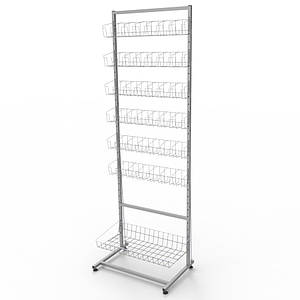 Стелаж "Єва-60" - під насіння, спеції - 6 полиць (9 см) та кошик прямий