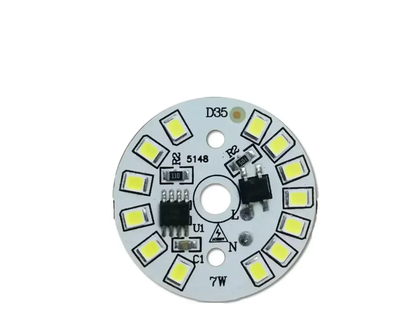 Світлодіодний LED-модуль 7 Вт, 35 мм AC220 В плата для ремонту ламп 7 Вт, теплий білий