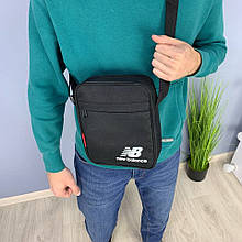 Чоловіча сумка через плече New Balance, барсетка містка на 3 відділення, чорна