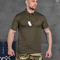 Тактическая мужская футболка Поло/ Летняя военная футболка с липучками для шевронов/ Армейская поло Хаки