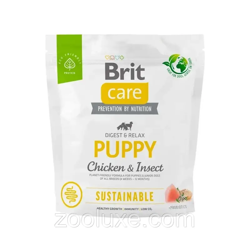 Brit Care Sustainable Puppy Chicken & Insect 1 кг корм для цуценят з куркою Бріт Каре Паппі