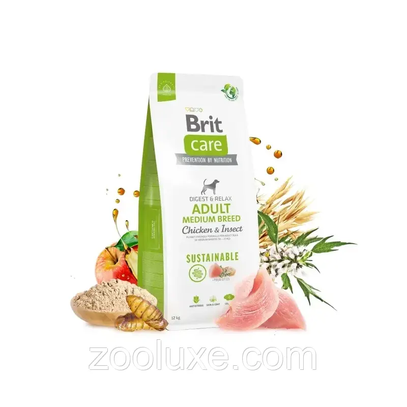 Brit Care Sustainable Adult Medium Breed Chicken & Insect 1 кг корм для собак середніх порід
