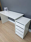 Стіл письмовий з мобільною тумбою на 4 ящики білий для офісу та дому, фото 3