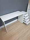 Стіл письмовий з мобільною тумбою на 4 ящики білий для офісу та дому, фото 2