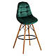 Стілець хокер барний високий Лорена Н, ніжки дерево бук, велюр зелений, фото 3