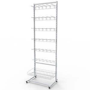 Стелаж "Єва-60" - 6 секцій подвійних гачків та кошик прямий