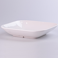Тарелка подставная квадратная из фарфора 20х20х2.5 (см) большая белая плоская