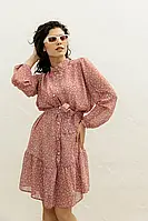 Сукня рожева літо шифонова прямого крою з поясом.