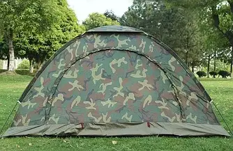 Тримісний туристичний намет водонепроникний для кемпінгу колір Хакі