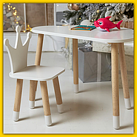 Дитячий столик для творчості з дерева, яскравий дитячий дерев'яний набір столик і стільчик для ігор дитині