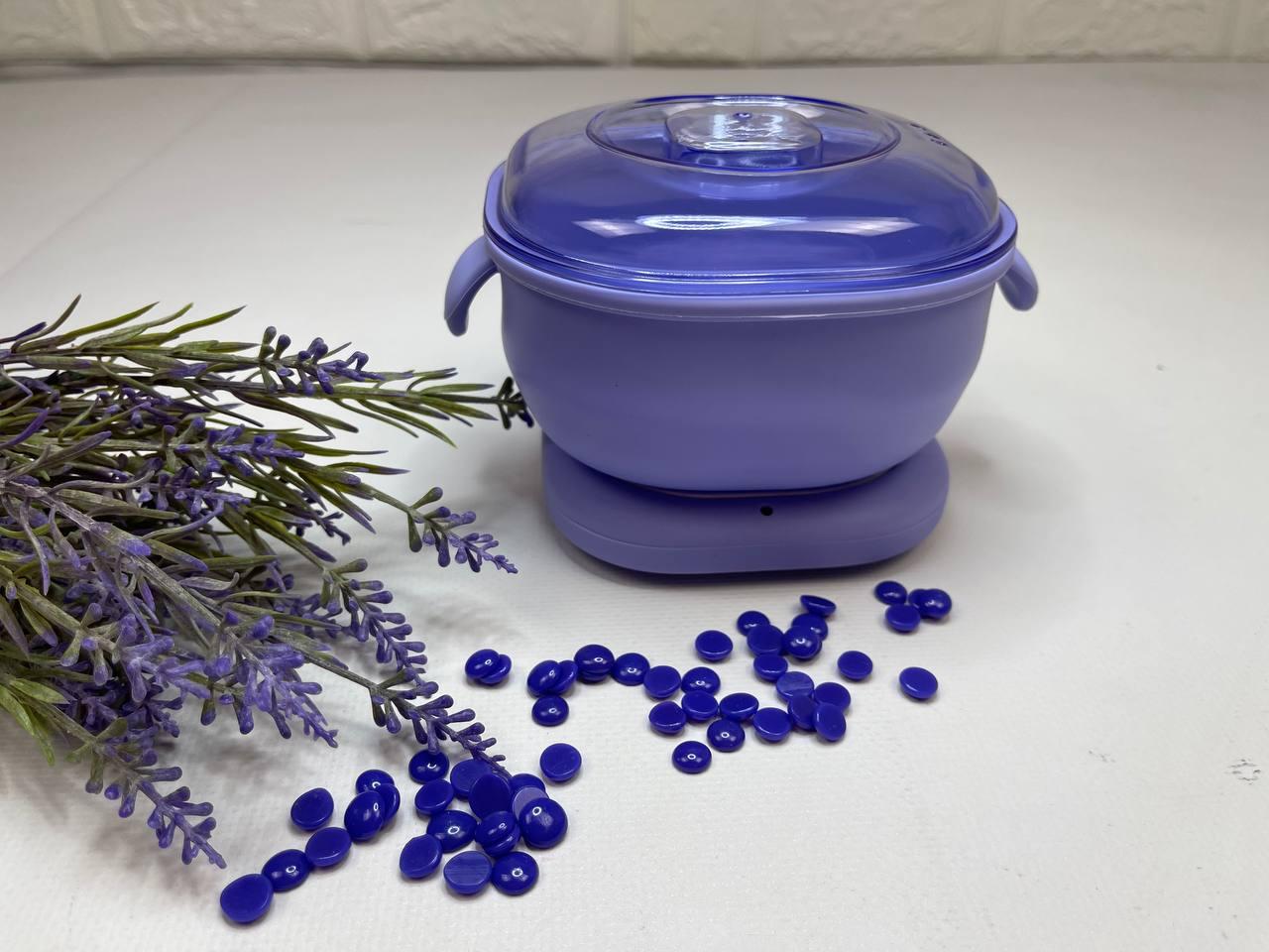 Набор для депіляції з віском HDR 400 мл компактний силіконовий воскоплав для депіляції для горячего воску у гранулах голубой, фото 1