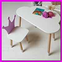 Стол и стул детский для занятий и игр ребенку, набор яркий детской мебели для творчества и обучения малышу Фиолетовый