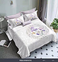 Комплект евро фланелевое постельное белье 200*220 см с цветочным принтом