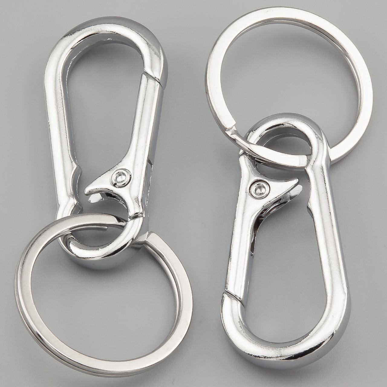 Карабін з кільцем Автомобільний карабін 46х22 мм кільце 30 мм длина 70 мм 1 шт. Платина, фото 1