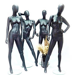 Манекен жіночий чорний матовий для магазину одягу в повний зріст