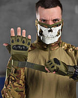 Тактические беспалые перчатки олива ,военные перчатки олива с защитой костяшек с открытыми пальцами