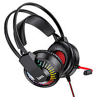 Наушники игровые HOCO W105 Joyful Gaming с микрофоном LED 230см черно-красные