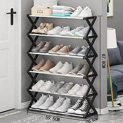 Полиця для взуття підлогова Shoe Rack на 6 ярусів Складна підставка для взуття